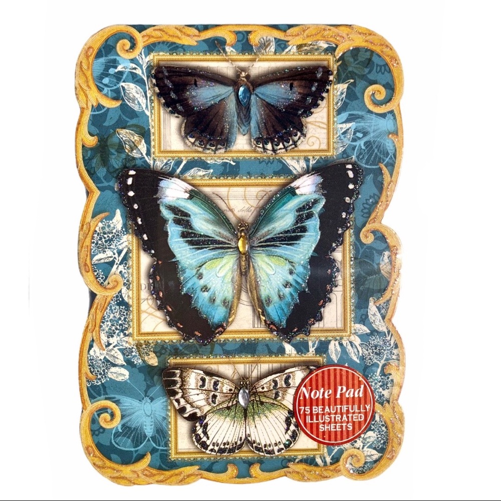 Punch Studio Butterfly Sketches Die Cut Embellished Notepad (66501)